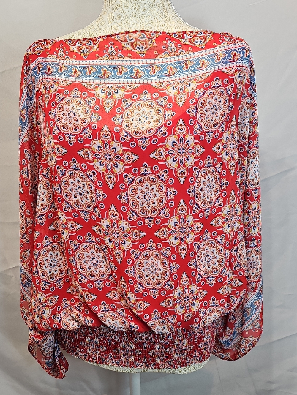 Bohemian Red Printed Blouson Skirt